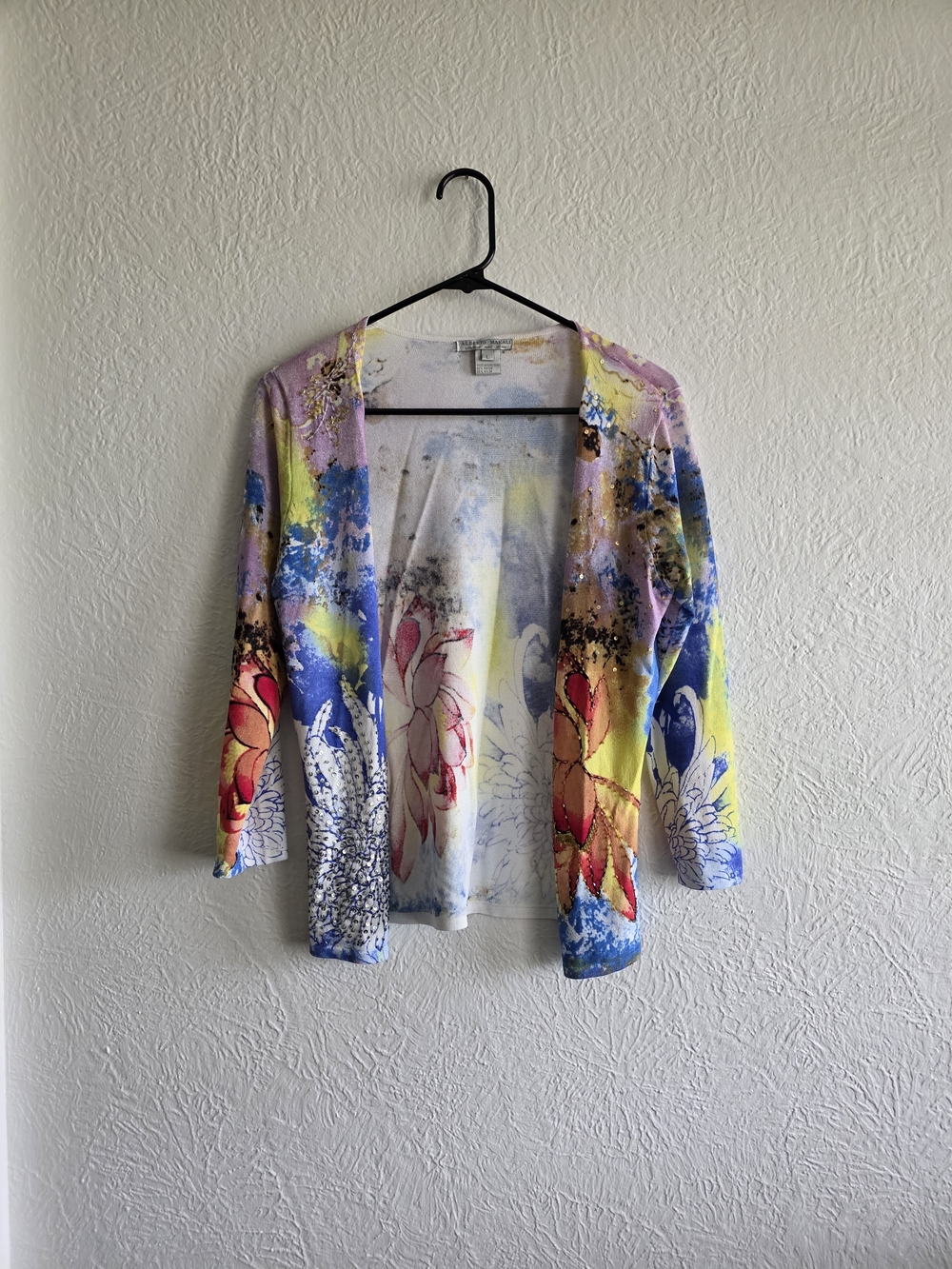 Alberto Makali Multicolor Floral Open-Front Cardigan